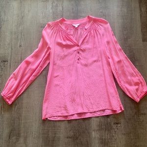 Lily Pulitzer pink 100% silk blouse top long sleeves small GUC